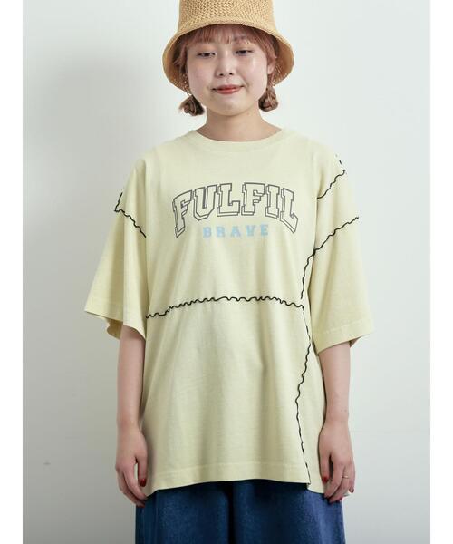 SM2（エスエムツー）の「ピグメント加工メロー切替ロゴプリントTシャツ（Tシャツ/カットソー・レディース・チャコールグレー/イエロー/グリーン/オフホワイト・F）」の11枚目の写真