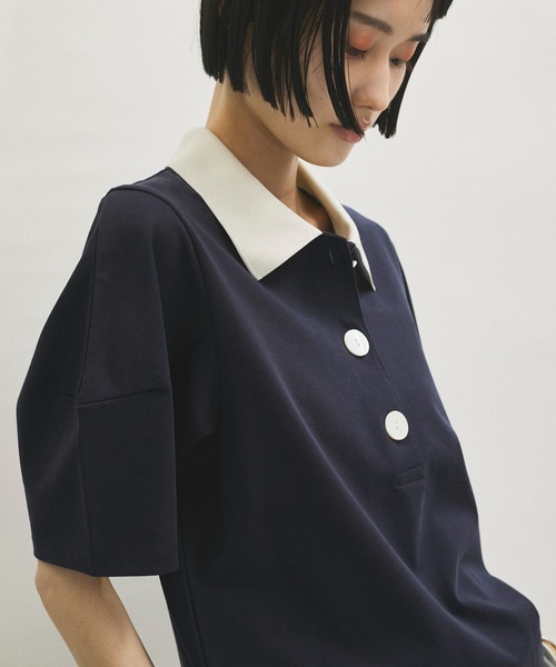 ADAM ET ROPE'（アダムエロペ）の「コクーンスリーブポロシャツ（ポロシャツ・レディース・ネイビー/レッド/ブラック/ブラウン系その他・FREE）」の14枚目の写真