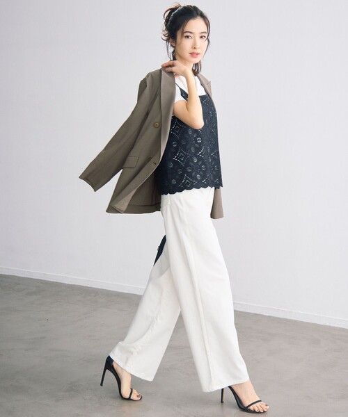 自由区(ジユウク)の「ウスカルデニムワイドストレート パンツ(デニムパンツ・レディース・ネイビー系/ダルブルー系/ダルブルー系9/アイボリー・32)」の2枚目の写真
