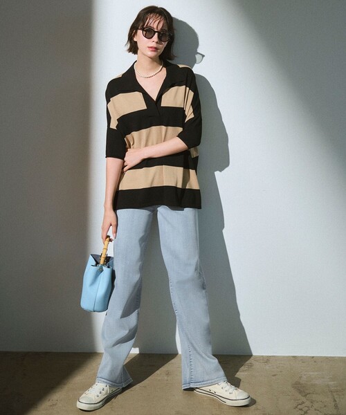自由区(ジユウク)の「ウスカルデニムワイドストレート パンツ(デニムパンツ・レディース・ネイビー系/ダルブルー系/ダルブルー系9/アイボリー・32)」の12枚目の写真