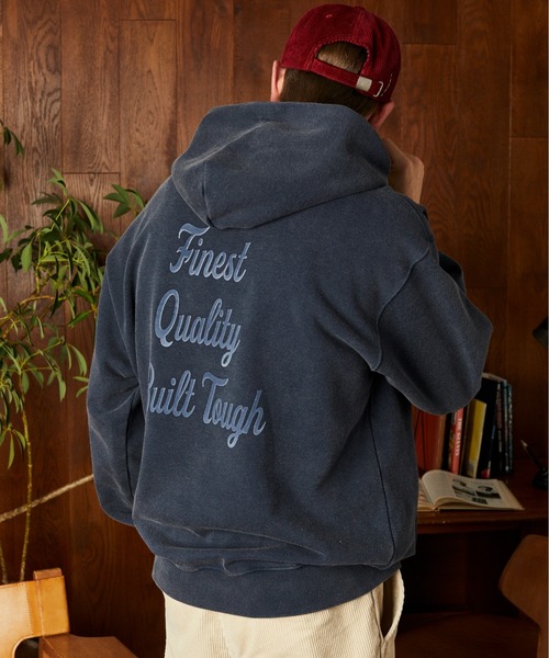 Schott（ショット）の「Schott/ショット/FLOCKY BULLDOG HOODED SWEAT/フロッキー ブルドッグ スウェットパーカー（パーカー・メンズ・ネイビー/ブラック/チャコールグレー・2XL/XL/L/M）」の4枚目の写真