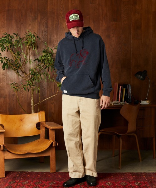 Schott（ショット）の「Schott/ショット/FLOCKY BULLDOG HOODED SWEAT/フロッキー ブルドッグ スウェットパーカー（パーカー・メンズ・ネイビー/ブラック/チャコールグレー・2XL/XL/L/M）」の5枚目の写真