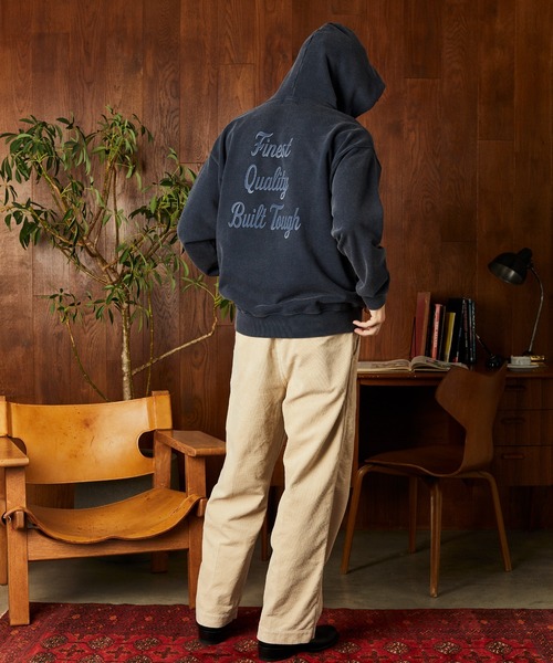 Schott（ショット）の「Schott/ショット/FLOCKY BULLDOG HOODED SWEAT/フロッキー ブルドッグ スウェットパーカー（パーカー・メンズ・ネイビー/ブラック/チャコールグレー・2XL/XL/L/M）」の6枚目の写真