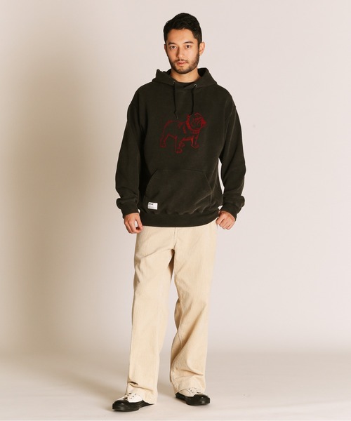 Schott（ショット）の「Schott/ショット/FLOCKY BULLDOG HOODED SWEAT/フロッキー ブルドッグ スウェットパーカー（パーカー・メンズ・ネイビー/ブラック/チャコールグレー・2XL/XL/L/M）」の20枚目の写真