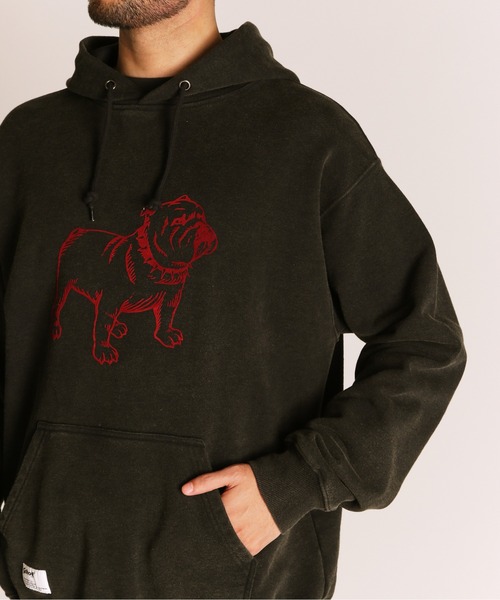 Schott（ショット）の「Schott/ショット/FLOCKY BULLDOG HOODED SWEAT/フロッキー ブルドッグ スウェットパーカー（パーカー・メンズ・ネイビー/ブラック/チャコールグレー・2XL/XL/L/M）」の17枚目の写真