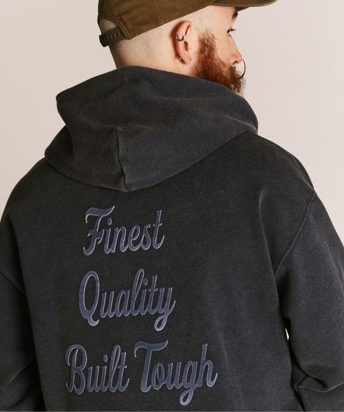 Schott（ショット）の「Schott/ショット/FLOCKY BULLDOG HOODED SWEAT/フロッキー ブルドッグ スウェットパーカー（パーカー・メンズ・ネイビー/ブラック/チャコールグレー・2XL/XL/L/M）」の9枚目の写真