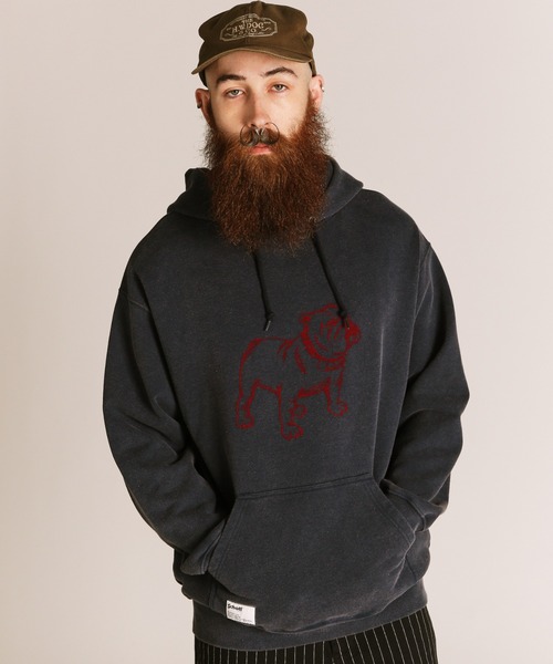 Schott（ショット）の「Schott/ショット/FLOCKY BULLDOG HOODED SWEAT/フロッキー ブルドッグ スウェットパーカー（パーカー・メンズ・ネイビー/ブラック/チャコールグレー・2XL/XL/L/M）」の10枚目の写真
