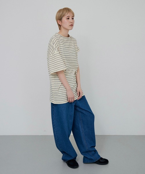 lit(リット)の「Asymmetry Border TEE(Tシャツ/カットソー・レディース・アイボリー/テラコッタ・FREE)」の5枚目の写真