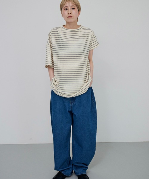 lit(リット)の「Asymmetry Border TEE(Tシャツ/カットソー・レディース・アイボリー/テラコッタ・FREE)」の4枚目の写真