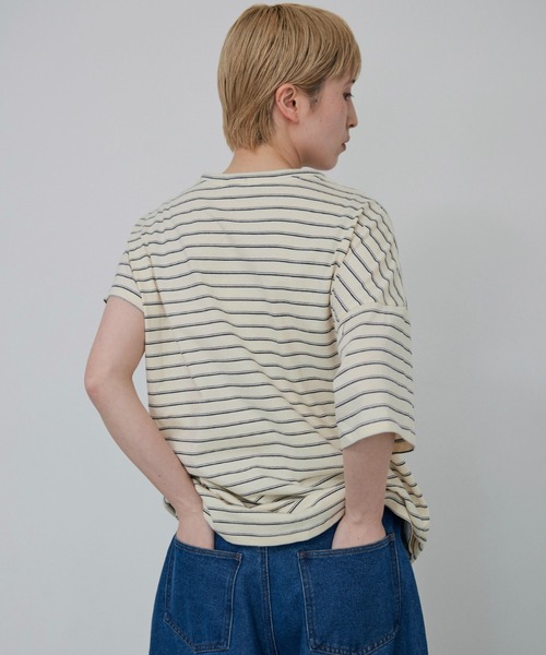 lit(リット)の「Asymmetry Border TEE(Tシャツ/カットソー・レディース・アイボリー/テラコッタ・FREE)」の3枚目の写真