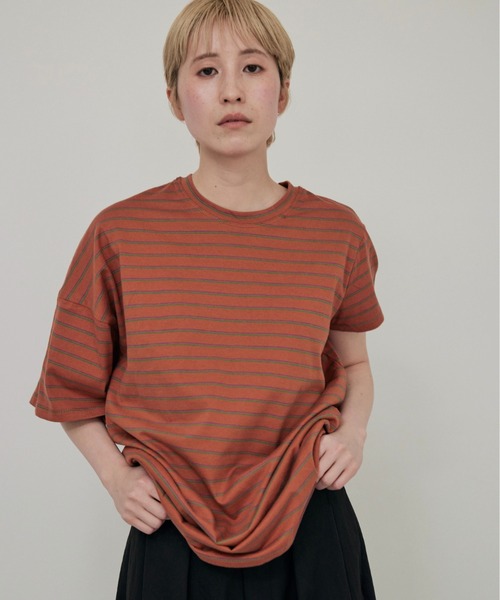 lit(リット)の「Asymmetry Border TEE(Tシャツ/カットソー・レディース・アイボリー/テラコッタ・FREE)」の8枚目の写真