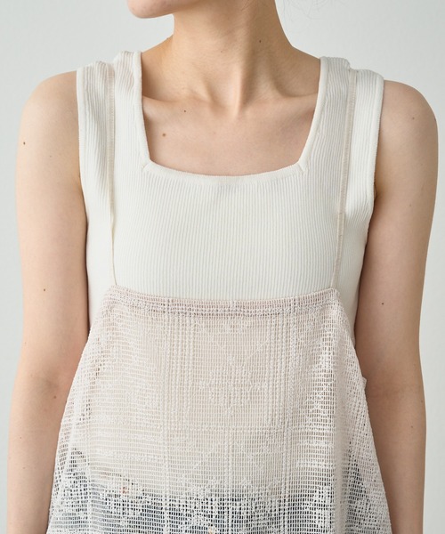 PUAL CE CIN(ピュアルセシン)の「メッシュクロス刺繍キャミワンピース(ワンピース・レディース・アイボリー/ブラック・FREE)」の14枚目の写真
