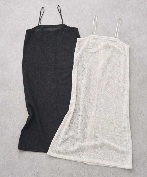 PUAL CE CIN(ピュアルセシン)の「メッシュクロス刺繍キャミワンピース(ワンピース・レディース・アイボリー/ブラック・FREE)」の12枚目の写真