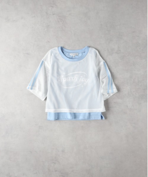 Right-on（ライトオン）の「【VIVIAN BLUE】メッシュドッキングトップス（Tシャツ/カットソー・キッズ・ブラック/サックスブルー・140/150/160/130）」の2枚目の写真