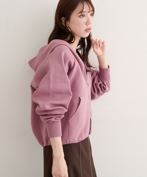 natural couture（ナチュラルクチュール）の「【WEB限定】ニットジップフーディーブルゾン（ブルゾン・レディース・ネイビー/ブラック/ピンク/ブラウン/ブルーグレー/アイボリー・FREE）」の6枚目の写真