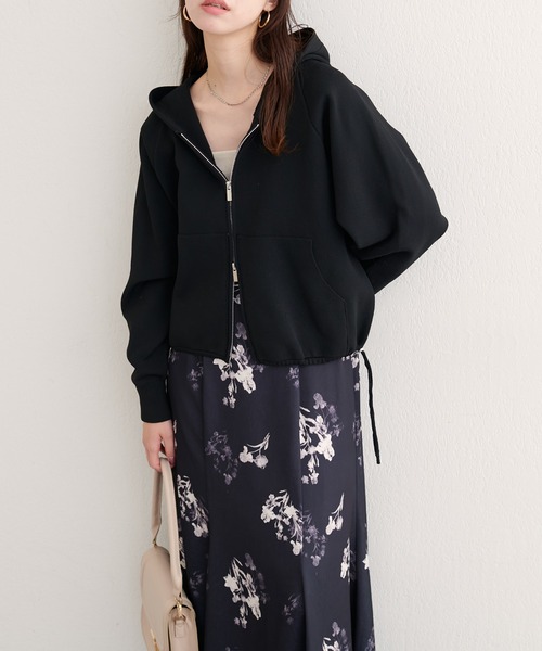 natural couture（ナチュラルクチュール）の「【WEB限定】ニットジップフーディーブルゾン（ブルゾン・レディース・ネイビー/ブラック/ピンク/ブラウン/ブルーグレー/アイボリー・FREE）」の3枚目の写真