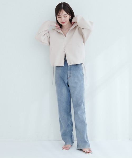 natural couture（ナチュラルクチュール）の「【WEB限定】ニットジップフーディーブルゾン（ブルゾン・レディース・ネイビー/ブラック/ピンク/ブラウン/ブルーグレー/アイボリー・FREE）」の7枚目の写真