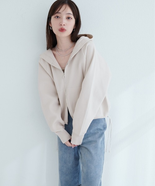 natural couture（ナチュラルクチュール）の「【WEB限定】ニットジップフーディーブルゾン（ブルゾン・レディース・ネイビー/ブラック/ピンク/ブラウン/ブルーグレー/アイボリー・FREE）」の12枚目の写真