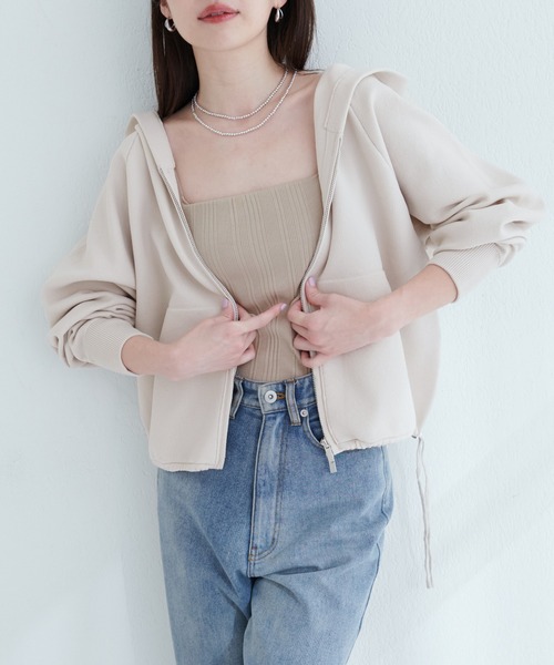 natural couture（ナチュラルクチュール）の「【WEB限定】ニットジップフーディーブルゾン（ブルゾン・レディース・ネイビー/ブラック/ピンク/ブラウン/ブルーグレー/アイボリー・FREE）」の11枚目の写真