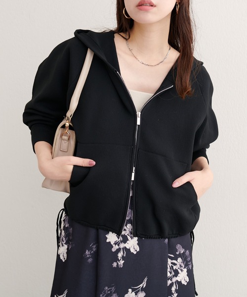 natural couture（ナチュラルクチュール）の「【WEB限定】ニットジップフーディーブルゾン（ブルゾン・レディース・ネイビー/ブラック/ピンク/ブラウン/ブルーグレー/アイボリー・FREE）」の19枚目の写真