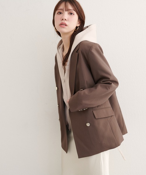 natural couture（ナチュラルクチュール）の「【WEB限定】ニットジップフーディーブルゾン（ブルゾン・レディース・ネイビー/ブラック/ピンク/ブラウン/ブルーグレー/アイボリー・FREE）」の16枚目の写真