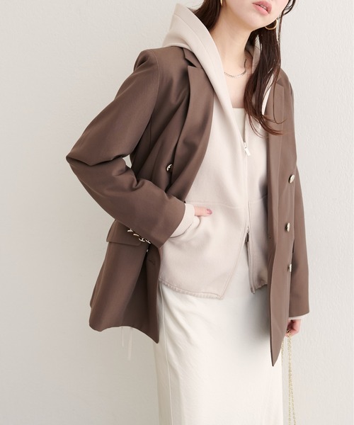 natural couture（ナチュラルクチュール）の「【WEB限定】ニットジップフーディーブルゾン（ブルゾン・レディース・ネイビー/ブラック/ピンク/ブラウン/ブルーグレー/アイボリー・FREE）」の17枚目の写真