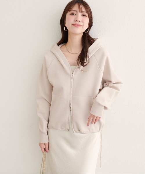 natural couture（ナチュラルクチュール）の「【WEB限定】ニットジップフーディーブルゾン（ブルゾン・レディース・ネイビー/ブラック/ピンク/ブラウン/ブルーグレー/アイボリー・FREE）」の15枚目の写真