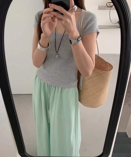 Jasmine Grandiflorum（ジャスミングランディフローラム）の「【Jasmine】ベーシックバックオープンTシャツ (SS)（Tシャツ/カットソー・レディース・イエロー/マスタード/ホワイト/グレー/ブラック・FREE）」の14枚目の写真