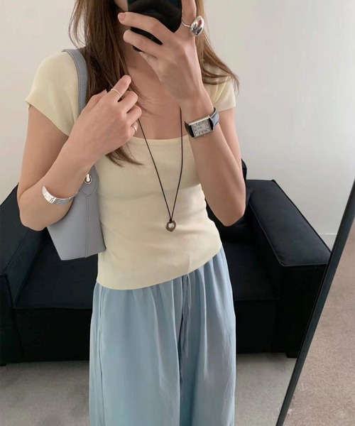 Jasmine Grandiflorum（ジャスミングランディフローラム）の「【Jasmine】ベーシックバックオープンTシャツ (SS)（Tシャツ/カットソー・レディース・イエロー/マスタード/ホワイト/グレー/ブラック・FREE）」の16枚目の写真