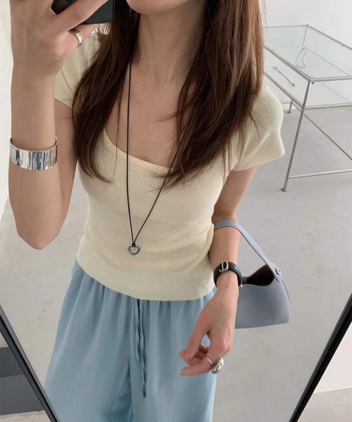 Jasmine Grandiflorum（ジャスミングランディフローラム）の「【Jasmine】ベーシックバックオープンTシャツ (SS)（Tシャツ/カットソー・レディース・イエロー/マスタード/ホワイト/グレー/ブラック・FREE）」の18枚目の写真