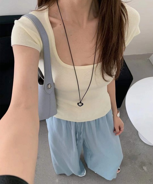 Jasmine Grandiflorum（ジャスミングランディフローラム）の「【Jasmine】ベーシックバックオープンTシャツ (SS)（Tシャツ/カットソー・レディース・イエロー/マスタード/ホワイト/グレー/ブラック・FREE）」の17枚目の写真