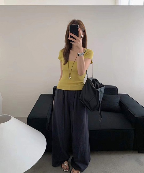 Jasmine Grandiflorum（ジャスミングランディフローラム）の「【Jasmine】ベーシックバックオープンTシャツ (SS)（Tシャツ/カットソー・レディース・イエロー/マスタード/ホワイト/グレー/ブラック・FREE）」の20枚目の写真
