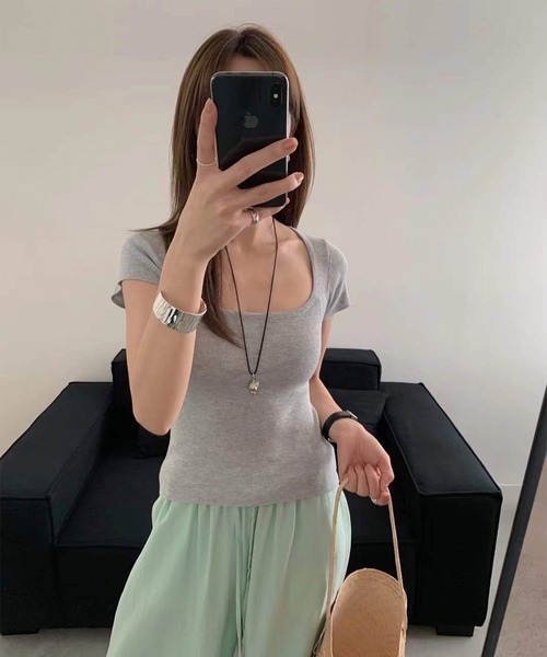 Jasmine Grandiflorum（ジャスミングランディフローラム）の「【Jasmine】ベーシックバックオープンTシャツ (SS)（Tシャツ/カットソー・レディース・イエロー/マスタード/ホワイト/グレー/ブラック・FREE）」の13枚目の写真