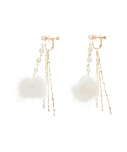 MERCURYDUO(マーキュリーデュオ)の「ファーイヤリング(イヤリング・レディース・オフホワイト/ライトグレー・FREE)」の4枚目の写真