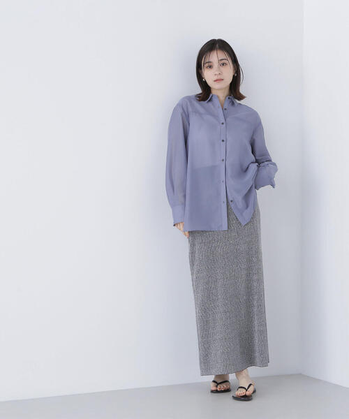 NATURAL BEAUTY BASIC(ナチュラルビューティーベーシック)の「◇シアーラメリブナロースカート(スカート・レディース・チャコールグレー/オレンジ・P/S/MEDIUM)」の9枚目の写真