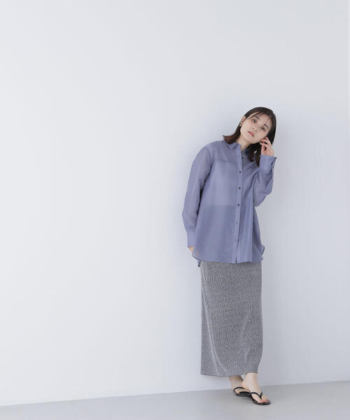 NATURAL BEAUTY BASIC(ナチュラルビューティーベーシック)の「◇シアーラメリブナロースカート(スカート・レディース・チャコールグレー/オレンジ・P/S/MEDIUM)」の12枚目の写真