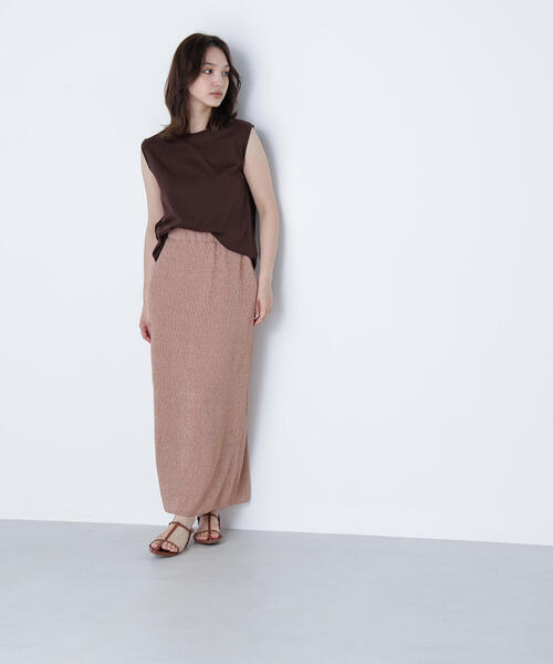NATURAL BEAUTY BASIC(ナチュラルビューティーベーシック)の「◇シアーラメリブナロースカート(スカート・レディース・チャコールグレー/オレンジ・P/S/MEDIUM)」の3枚目の写真