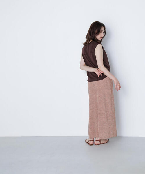 NATURAL BEAUTY BASIC(ナチュラルビューティーベーシック)の「◇シアーラメリブナロースカート(スカート・レディース・チャコールグレー/オレンジ・P/S/MEDIUM)」の4枚目の写真