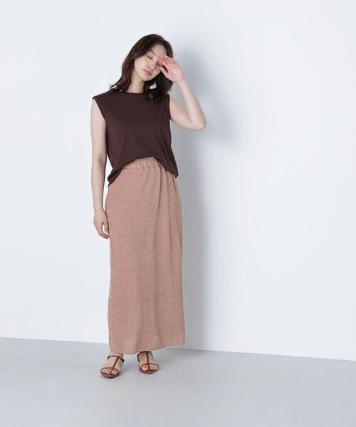 NATURAL BEAUTY BASIC(ナチュラルビューティーベーシック)の「◇シアーラメリブナロースカート(スカート・レディース・チャコールグレー/オレンジ・P/S/MEDIUM)」の5枚目の写真