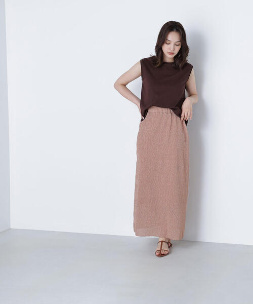 NATURAL BEAUTY BASIC(ナチュラルビューティーベーシック)の「◇シアーラメリブナロースカート(スカート・レディース・チャコールグレー/オレンジ・P/S/MEDIUM)」の6枚目の写真
