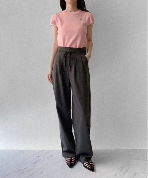 on:nue（オンニュ）の「【on:nue】[選べる6色展開] ラウンドネックショートスリーブニット（ニット/セーター・レディース・ピンク/ホワイト/ブラック/グレー/ストライプ/イエロー・FREE）」の13枚目の写真