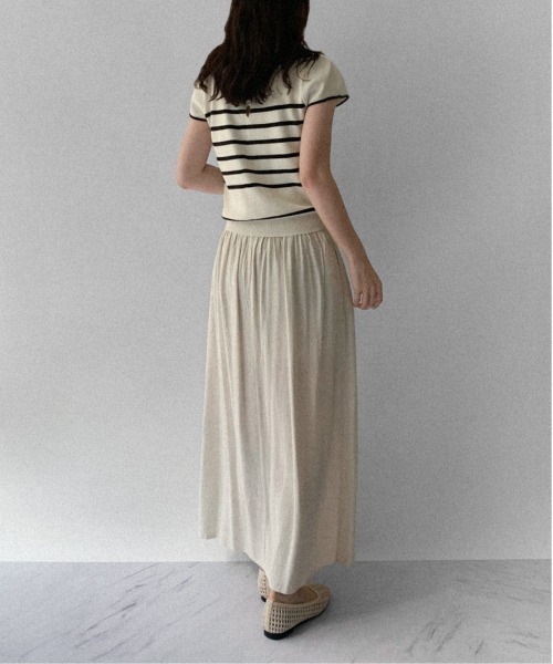 on:nue（オンニュ）の「【on:nue】[選べる6色展開] ラウンドネックショートスリーブニット（ニット/セーター・レディース・ピンク/ホワイト/ブラック/グレー/ストライプ/イエロー・FREE）」の17枚目の写真