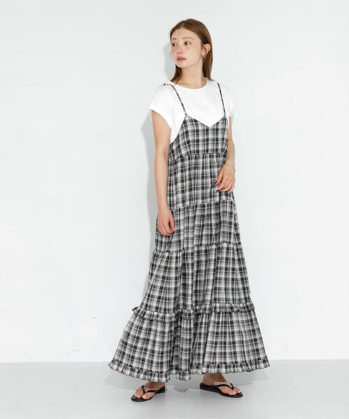 URBAN RESEARCH Sonny Label(アーバンリサーチサニーレーベル)の「『UR TECH』チェックティアードキャミワンピース(ワンピース・レディース・ブラウン系その他/ブラック系その他・FREE)」の5枚目の写真