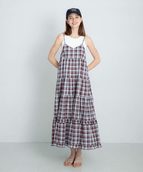 URBAN RESEARCH Sonny Label(アーバンリサーチサニーレーベル)の「『UR TECH』チェックティアードキャミワンピース(ワンピース・レディース・ブラウン系その他/ブラック系その他・FREE)」の8枚目の写真