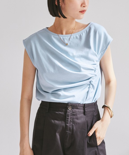 VIS（ビス）の「アシメギャザートップス（Tシャツ/カットソー・レディース・ホワイト/サックスブルー/チャコールグレー・FREE）」の12枚目の写真