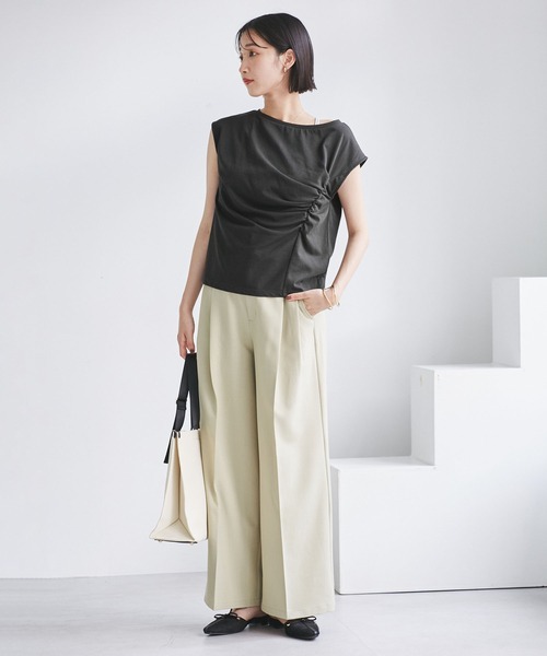 VIS（ビス）の「アシメギャザートップス（Tシャツ/カットソー・レディース・ホワイト/サックスブルー/チャコールグレー・FREE）」の18枚目の写真