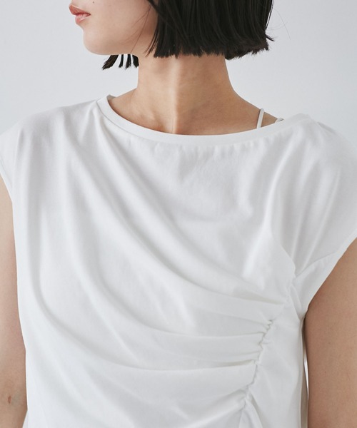 VIS（ビス）の「アシメギャザートップス（Tシャツ/カットソー・レディース・ホワイト/サックスブルー/チャコールグレー・FREE）」の22枚目の写真