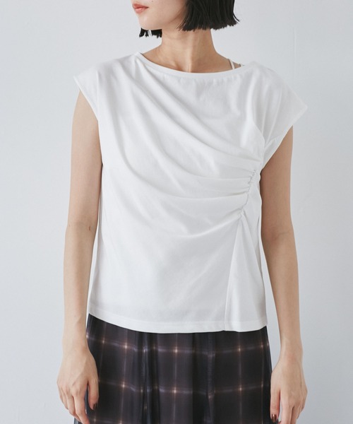 VIS（ビス）の「アシメギャザートップス（Tシャツ/カットソー・レディース・ホワイト/サックスブルー/チャコールグレー・FREE）」の19枚目の写真