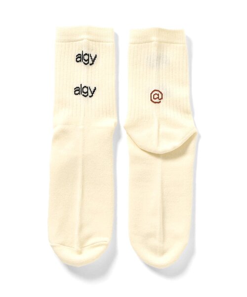 algy（アルジー）の「【抗菌防臭】ダブルロゴクルーソックス（ソックス/靴下・キッズ・オフホワイト/アイボリー/ブラック・24/21）」の2枚目の写真