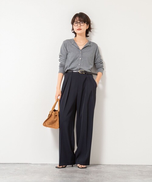 NOLLEY’S Sophi（ノーリーズソフィ）の「《アンサンブル対応》《手洗い可能》W混ラメクルーネックカーディガン（カーディガン/ボレロ・レディース・サックスブルー/グレー/イエロー/キャメル・38/36）」の11枚目の写真